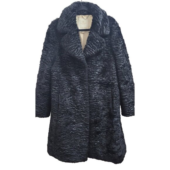 Kate Spade New York Faux Fur Coat Women’s M Elegant Textured Plush Winter Jacket - Picture 2 of 14